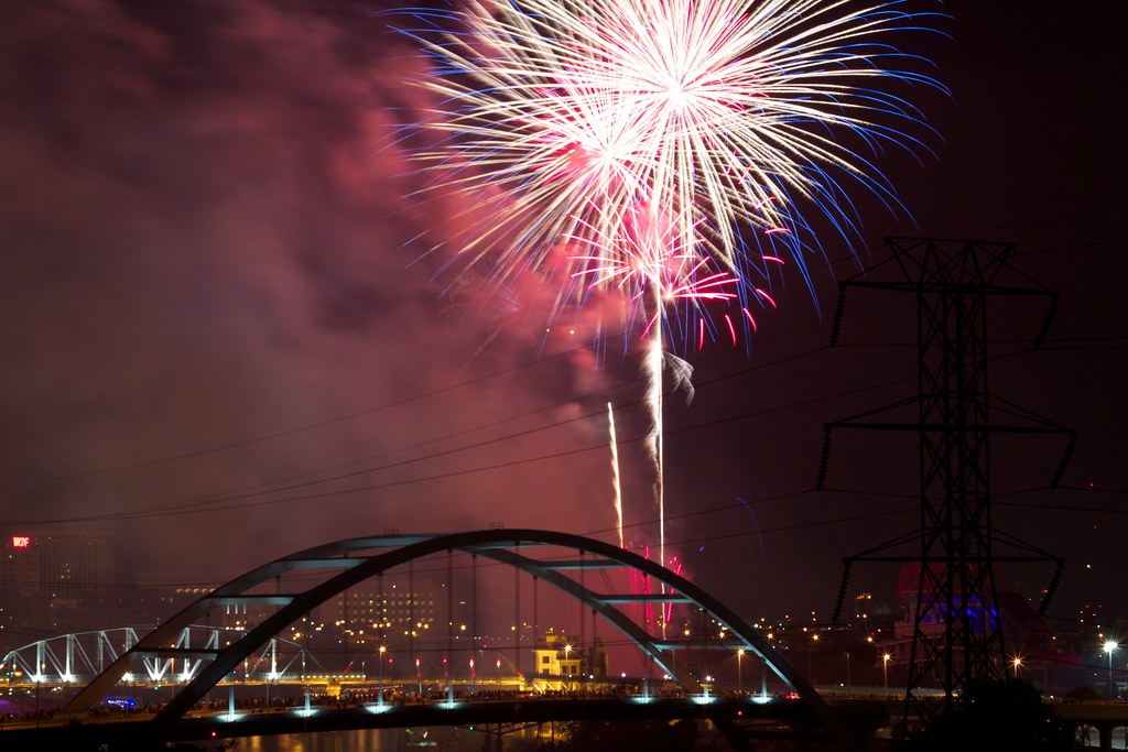 Nashville New Years Fireworks Over Broadway