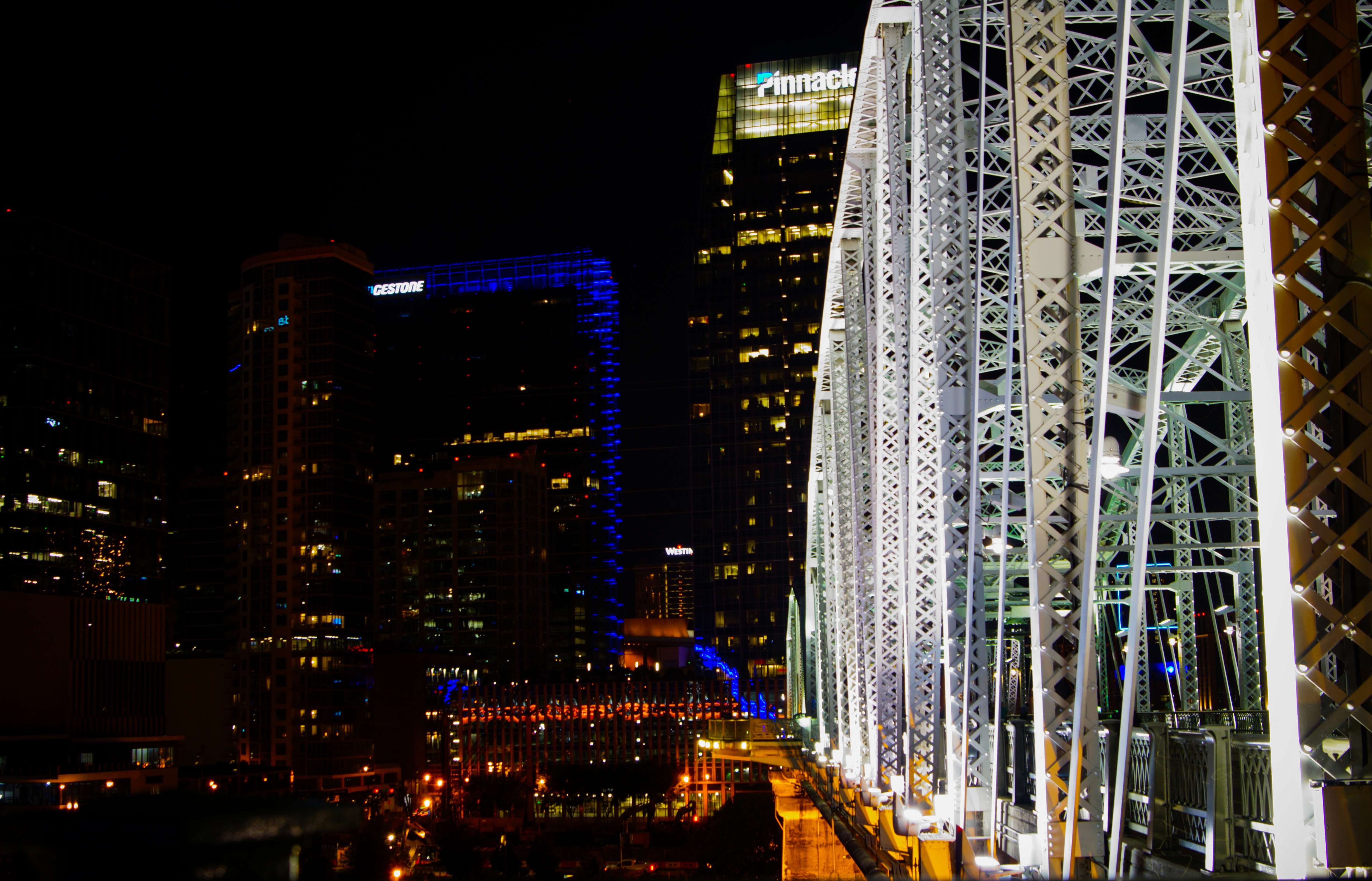 John Seigenthaler Pedestrian Bridge at Night